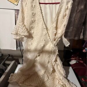 Boohoo Cream Textured Midi Dress